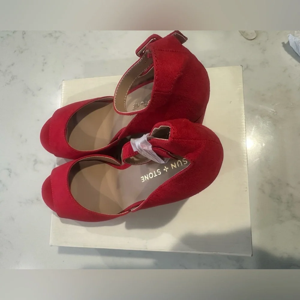 Sun & Stone Reeta Block-heel Platform Sandals Red Size 9M
